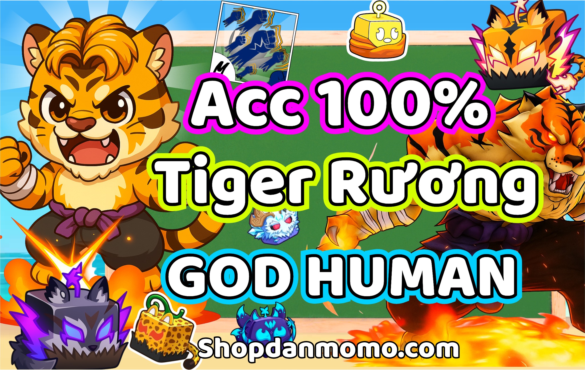 Acc 100% TIGER RƯƠNG -GOD HUMAN - NHIỀU TRÁI XỊN
