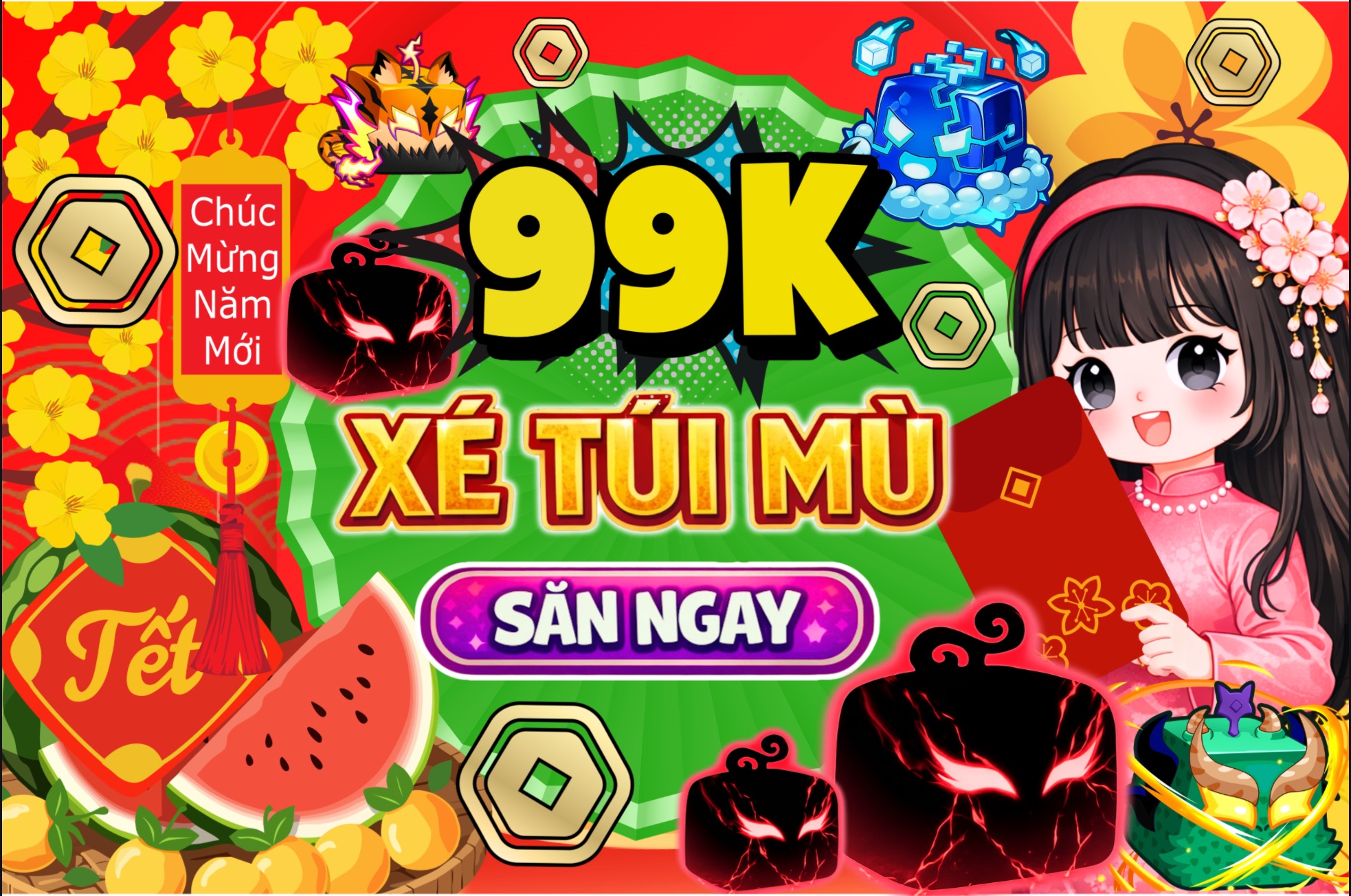 Xé Túi Mù - Thần Tài Đến Blox Fruit 99K